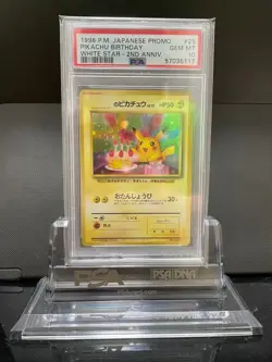 PSA 10 1998 Pokemon Pikachu Birthday White Star 2nd ANNIV. Holo #25 JP Promo - Image 1