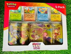 Pokemon 151 Costco 5-Pack Mini Tin Bundle - Sealed - 10 Booster Packs - Image 1