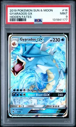 131841177 Gyarados GX 2019 Pokemon Sun Moon Hidden Fates #16 PSA 9 - Image 1