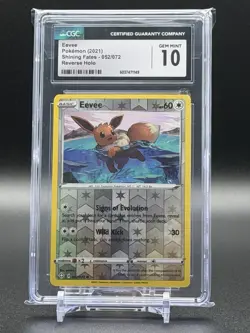 Pokemon Eevee Shining Fates Reverse Holo 052/072 CGC 10 Gem Mint - Image 1