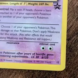 Mewtwo 12 Black Star Promo #12 WOTC Pokemon TCG Near Mint Condition - Image 4