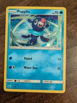 Pokemon TCG - SM Black Star Promo - Popplio - SM 24 - Cosmos Holo Rare *SWIRL* - Image 1