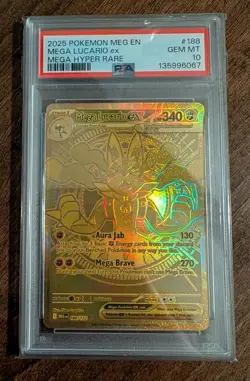 Mega Lucario Ex #188/132 - Mega Evolution Pokemon TCG - PRISTINE PSA 10 - Image 2