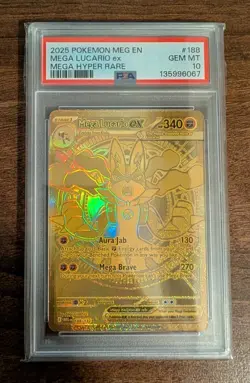 Mega Lucario Ex #188/132 - Mega Evolution Pokemon TCG - PRISTINE PSA 10 - Image 4