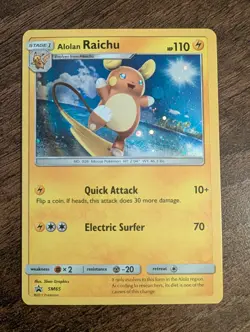 Alolan Raichu SM65 Sun & Moon Promo Cosmos Holo Pokemon TCG Standard Size NM - Image 1