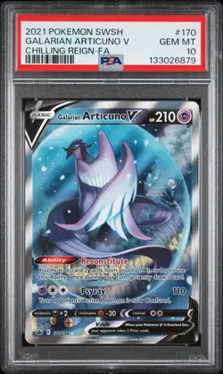 2021 POKEMON SWORD & SHIELD CHILLING REIGN FULL ART/GALARIAN ARTICUNO V PSA 10 - Image 1