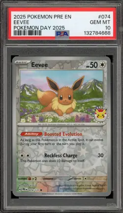 Pokemon Eevee Pokemon Day Prismatic Evolutions #074 PSA 10 Gem Mint - Image 1