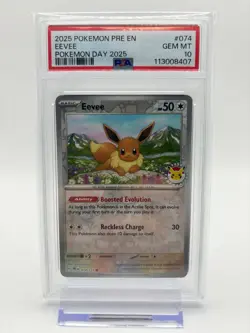 Pokemon Prismatic Evolutions Eevee Pokemon Day 2025 074/131 PSA 10 Gem English - Image 1