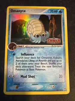 2007 Pokemon Omanyte Reverse Holo EX Power Keepers Stamp 56/108 LP- Rare Card - Image 1