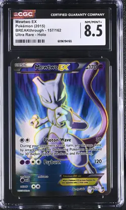 CGC 8.5 Mewtwo EX 2015 BREAKthrough 157/162 Ultra Rare Holo Pokemon Card - Image 1