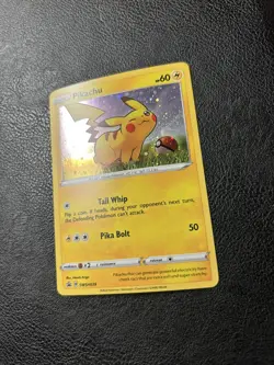 SWIRL Pokemon Pikachu SWSH039 Cosmo Holo Rare Black Star Promo Card NM - Image 2