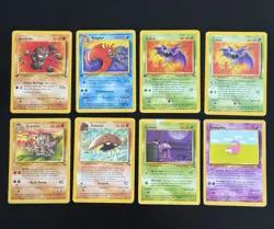 Fossil Unlimited Vintage Pokemon 8 Card Lot LP-DMG (Three 1st Edition) - Image 1