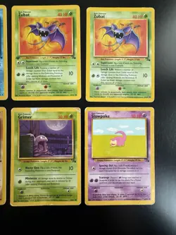 Fossil Unlimited Vintage Pokemon 8 Card Lot LP-DMG (Three 1st Edition) - Image 3