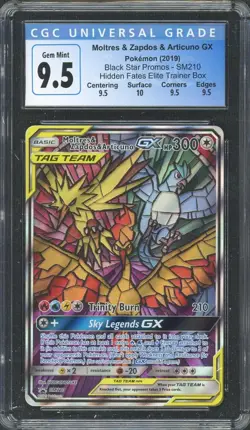 2019 Pokemon Hidden Fates Moltres/Zapdos/Articuno GX Promo SM210 CGC 9.5 - Image 1