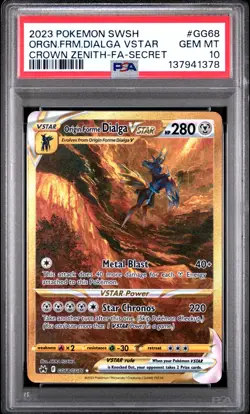 Pokemon TCG Origin Forme Dialga VSTAR GG68/GG70 Crown Zenith Secret Rare PSA 10 - Image 1