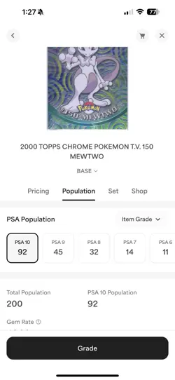 MEWTWO PSA 10 GEM MINT 2000 TOPPS CHROME BASE POKEMON TV ANIMATION #150 LOW POP - Image 3