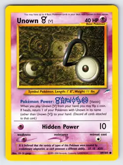 Unown V 89/105 2002 Neo Destiny Pokemon Card TCG WOTC Vintage Nintendo - VLP - Image 1