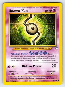 Unown S 87/105 2002 Neo Destiny Pokemon Card TCG WOTC Vintage Nintendo - VLP - Image 1