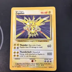 Pokemon Base set Holo Rare Zapdos #16/102 (LP-NM) - WoTC - Vintage TCG - 1999 - Image 1
