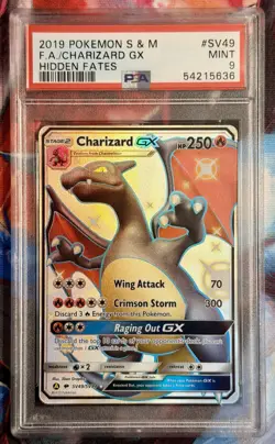 2019 POKEMON SUN & MOON HIDDEN FATES #SV49 FULL ART/CHARIZARD GX PSA 9 - Image 1