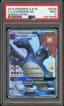 2019 POKEMON SUN & MOON HIDDEN FATES #SV49 FULL ART/CHARIZARD GX PSA 9 - Image 3