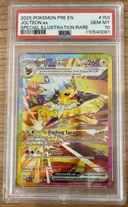 Pokemon TCG Jolteon Ex 153 SIR SV: Prismatic Evolutions PSA GEM MT 10 - Image 1