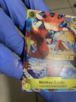One Piece Card Game Monkey.D.Luffy Pre-Release Winner Promo P-036 NM PSA ready - Image 3