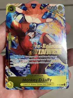 One Piece Card Game Monkey.D.Luffy Pre-Release Winner Promo P-036 NM - Image 1