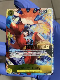 One Piece Card Game Monkey.D.Luffy Pre-Release Winner Promo P-036 NM PSA ready - Image 1
