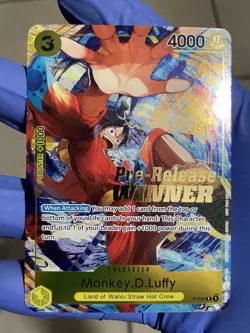 One Piece Card Game Monkey.D.Luffy Pre-Release Winner Promo P-036 NM PSA ready - Image 2