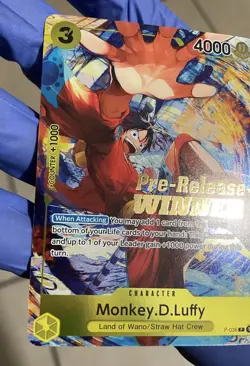 One Piece Card Game Monkey.D.Luffy Pre-Release Winner Promo P-036 NM PSA ready - Image 5