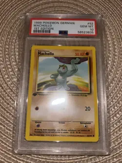 Pokemon GERMAN PSA 10 MACHOLLO 1st EDITION base SET 52/102 GEM MINT 1999 - Image 1