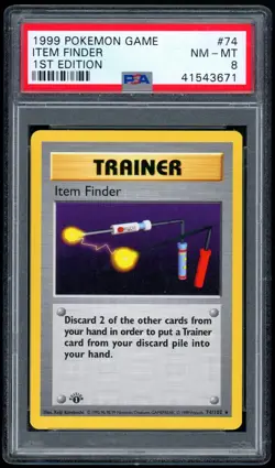 1999 Pokemon 1st Edition - Base Set 74/102 Item Finder Non-Holo PSA NM-MT 8 - Image 1