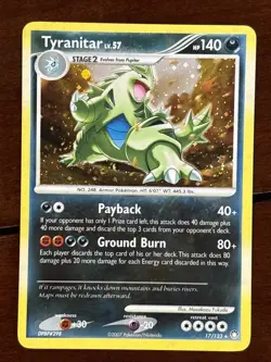 Pokemon Mysterious Treasures Tyranitar Lv 57 17/123 Holo Rare LP - Image 1