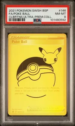 PSA 8 - 2021 Pokemon Celebrations Ultra-Premium UPC Full Art POKE BALL #146 0592 - Image 1