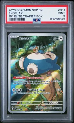 2023 POKEMON SVP EN-SV BLACK STAR PROMO 151 ELITE TRAINER BOX #051 SNORLAX PSA 9 - Image 1