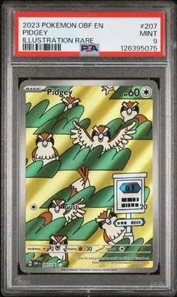 🔥 2023 Pokemon Obsidian Flames Pidgey Illustration Rare #207 PSA 9 - Image 1
