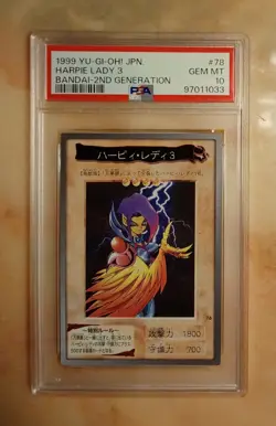 Yu-Gi-Oh 1999 Bandai Harpie Lady 3 PSA 10 GEM MINT No. # 78 2nd Generation - Image 1