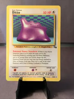 Pokemon TCG Ditto Fossil Base Set Unlimited Non Holo Rare 18/62 VTG WOTC MP - Image 1
