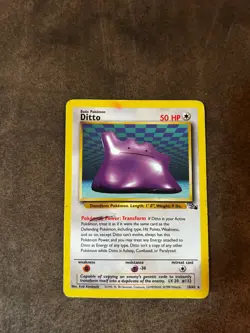 Pokemon Ditto 18/62 Fossil Set Rare Vintage 1999 MP/HP Creased Non-Holo - Image 2