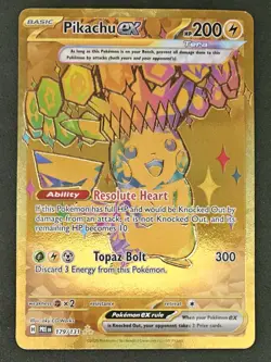 Pokemon Pikachu EX Prismatic Evolutions 179/131 Hyper Rare Gold Card - Image 1
