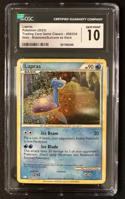 CGC 10 Lapras 008/034 Pokemon Trading Card Game Classic Holo English - Image 1