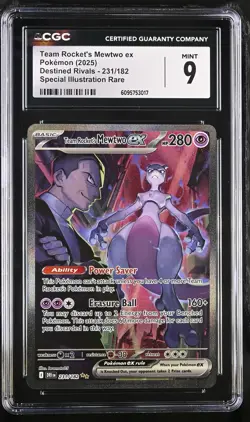 2025 Pokemon DRI Rocket's Mewtwo ex 231/182 Special Illustration Rare CGC 9 - Image 1