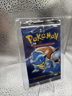 Pokemon Base Set Booster Pack 1999 Unlimited WotC Factory Sealed (Blastoise Art) - Image 3