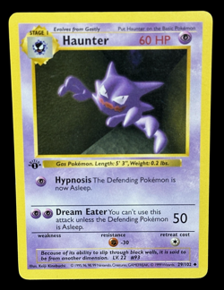 Haunter 1999 Pokemon 1st Edition Shadowless TCG Card 29/102 WOTC Unlimited MP - Image 1