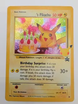 Pokemon Celebrations Pikachu 24/53 Holo Birthday Card Classic Collection - Image 1
