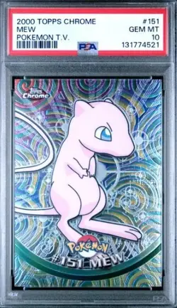 2000 Topps Chrome Pokemon T.V. #151 MEW PSA 10 GEM MINT POP 94 MODERN GRADE LOOK - Image 1