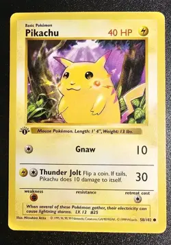 Pokemon TCG Pikachu Red Cheeks 58/102 1st Edition - Image 1