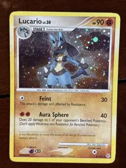 Pokemon Diamond & Pearl Lucario Lv 30 6/130 Holo Rare MP Swirl - Image 1