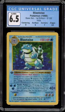 Pokemon Blastoise Base Set Shadowless 1st Edition Holo Rare #2 CGC 6.5 - Image 1
